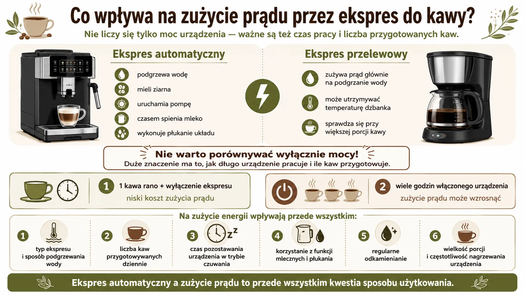 Co wpływa na zużycie prądu przez ekspres do kawy?