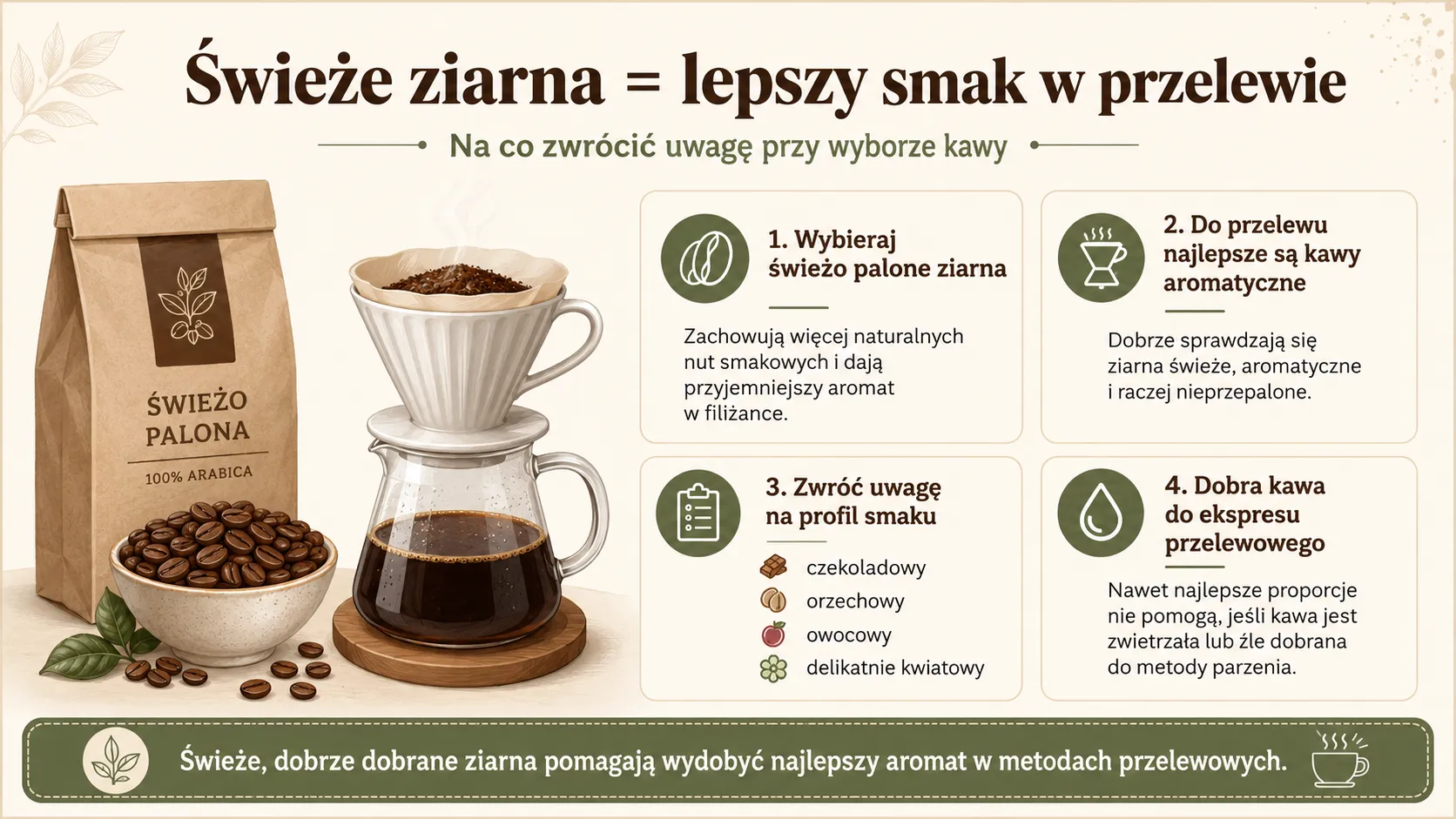 Świeże ziarna = lepszy smak w przelewie