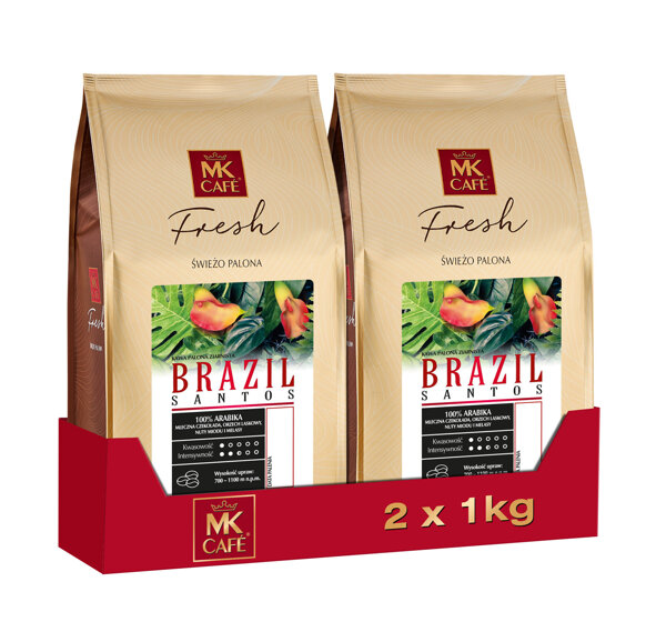 ŚWIEŻO PALONA KAWA ZIARNISTA MK FRESH BRAZIL SANTOS 2X1KG